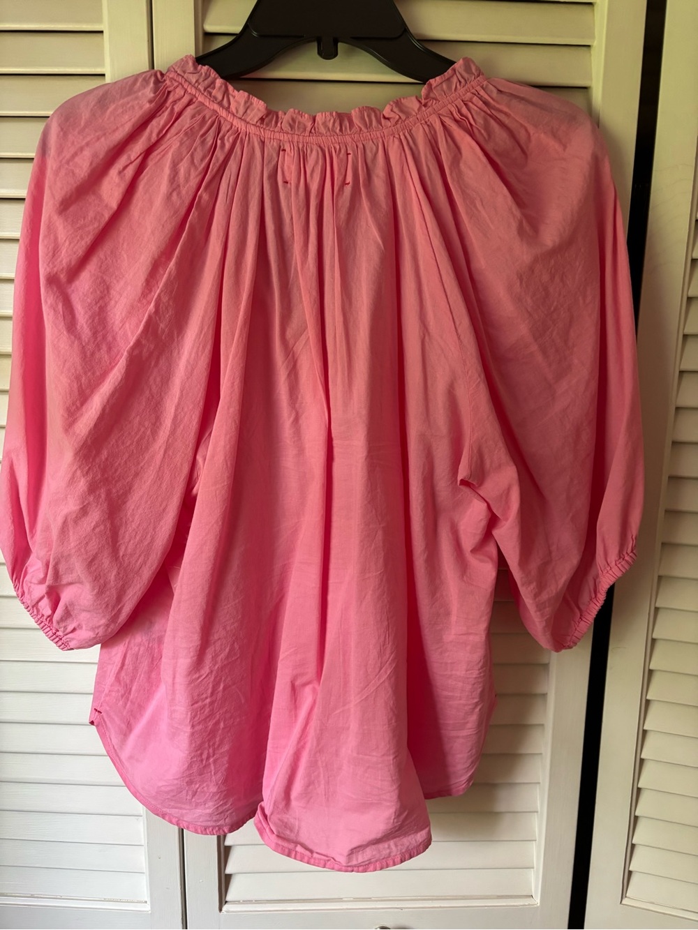 XiRENA Pink Ruffled V-Neck Peasant Blouse - Picture 2 of 4